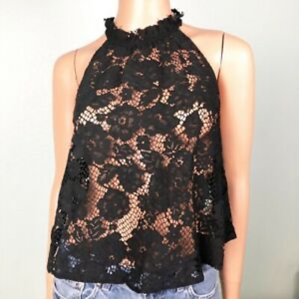 Free People NWOT Black Lace Top Size XS